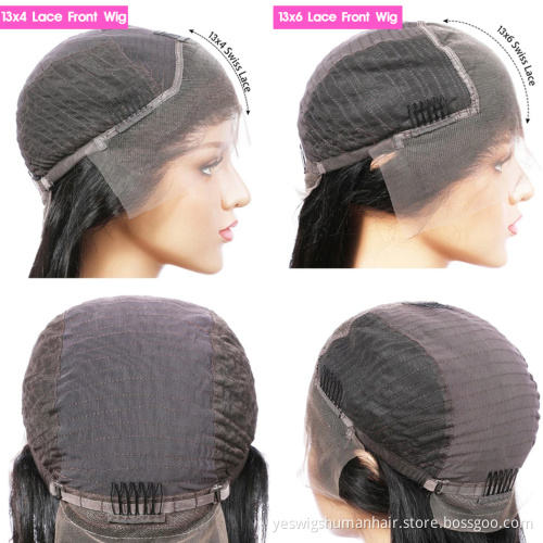 Straight Indian Human Hair Transparent 13X4 13X6 Swiss Lace Frontal Wigs Ear To Ear Frontal Lace Indian Hair Wig For Black Women